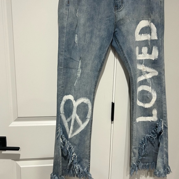 High Rise Blue Distressed Jeans - Picture 5 of 9